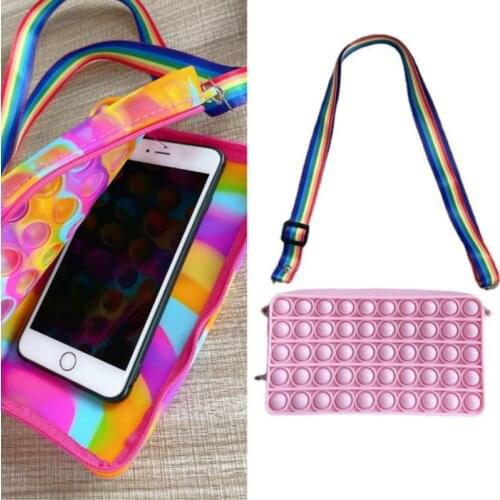 New Decompression Creative Silicone Pack Bag Pop XXL Bubble Fidget Toy Luminous Large Fashion Crossbody Bag Toy Kid Tie Dye Game
