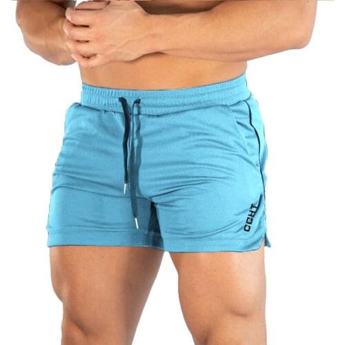 New Men Fitness Bodybuilding Shorts Man Summer Workout Male Breathable Mesh Quick Dry Sportswear Jogger Beach Short Pants
