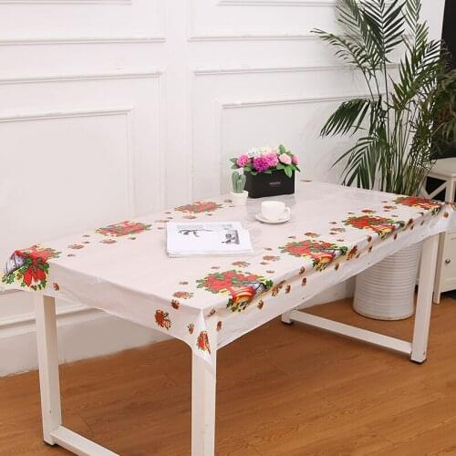Disposable Plastic Table Cloth Table Cover Tablecloth Ring Waterproo Christmas Decorations For Home 180*108cm And Match Napkin