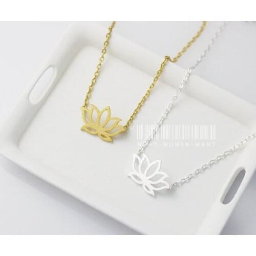 Gift Fashion Plant hollow Lotus pendant charm Necklace Tiny Buddha Flower Lotos petal Necklace For Lady Women gift jewelry