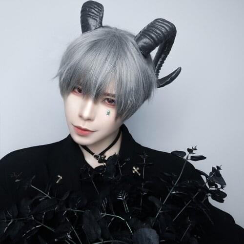 Wig Male Short Hair Silver White Handsome Korean Natural Fluffy Net Red Cos Universal Realistic Wig