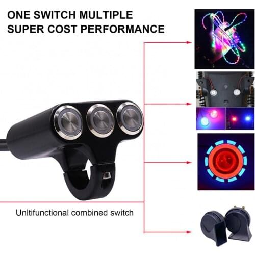 Portable Reliable Motorcycle 3 Buttons Handlebar Headlight Brake Fog Light Switch with Indicator Motorcycle Accessories Goods