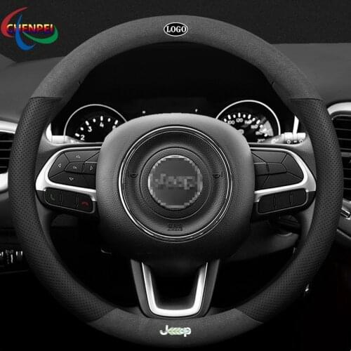 Anti-Slip Suede Car steering wheel cover For Jeep Wrangler Compass Grand Cherokee Renegade Patriot Car Interior Accessories