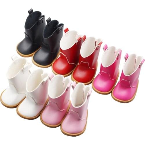 6.8cm Pink Shiny Doll Boots Shoes for 43cm Baby Doll and 18 Inch Girl Doll Clothing Accessories Toys Best Gift for Children
