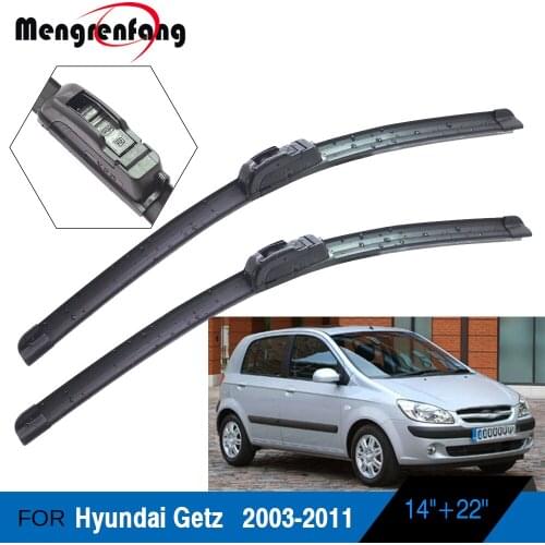 For Hyundai Getz Car Soft Rubber Wiper Front Windscreen Wiper Blade J Hook Arms 2003 2004 2005 2006 2007 2008 2009 2010 2011