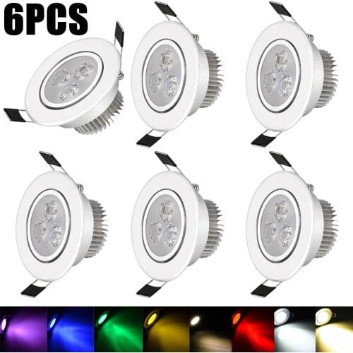 6X Multicolor 6W Dimmable LED Recessed Ceiling Down Light Red Blue Lamp 220V 110V with Driver Downlight Spotlight for Home Hotel