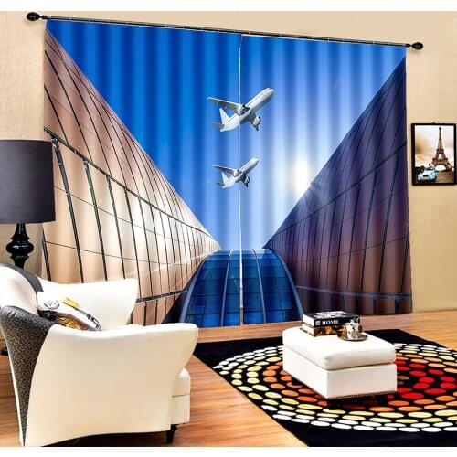 High quality custom 3d curtain fabric blue blackout curtains 3D Window Curtain For Living Room office Bedroom