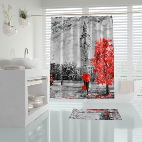 Zethome Shower Curtain 120 x 200 cm Digital Print Modern Design Polyester Fabric Waterproof Washable Mould (47" x 78")