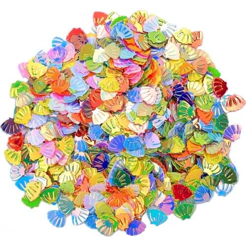 20g 1200pcs/pack Neon Rainbow Glitter PVC Sqeuins 6x8mm Sea Shell For Trim Dress nail art Jewelry Party DIY Sewing Decorations