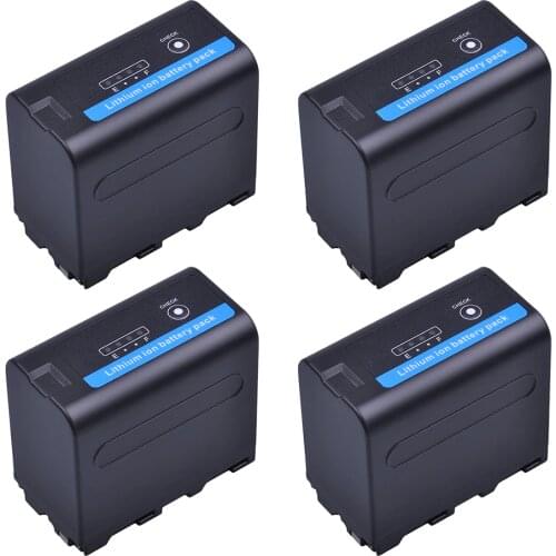 4Pcs 7.2V 7200mAh NP F960 F970 Camera Li-ion Battery with LED Power Indicator for Sony NP-F550 NP-F770 NP-F750 F960 F970 Accu