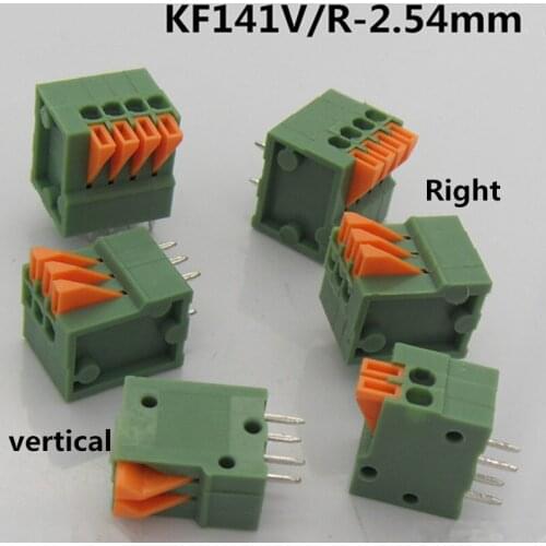 5pcs 150V 2A 2.54mm Pitch Green Spring Terminal Block for PCB Mounting 2-12pins