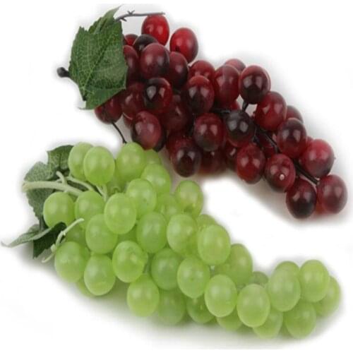 50pcs New Bunch Lifelike Artificial Grapes Plastic Fake Decorative Fruit Food Home Decor 2 Colors