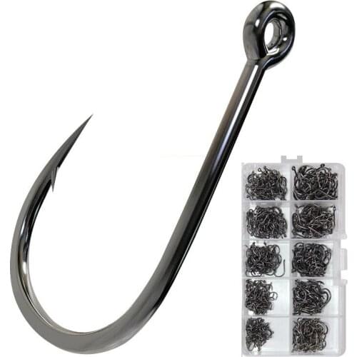 500pcs/box High Carbon Steel Fishing Hooks Set Single Circle Barbed Fishhook Fly Fish Carp 2#-12# Hooks Sea Tackle Accessories