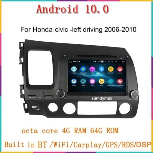 8" Android 10.0 car dvd gps player for honda CIVIC 2006-2011 with gps navigation octa core 4G RAM 64G ROM wifi audio autoradio