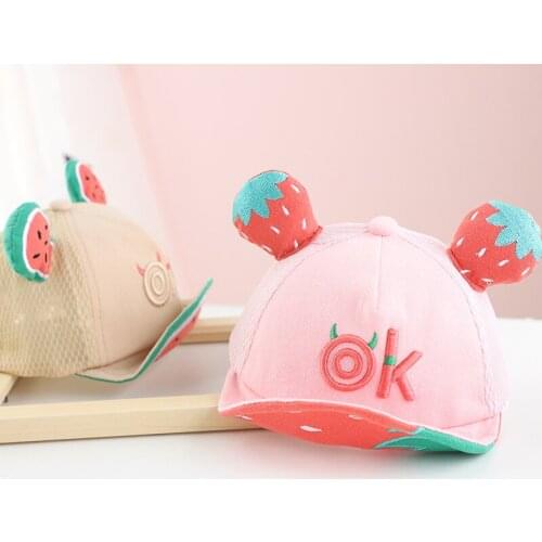 Children Girls and Boys Sun Hat Solid Kids Floppy Hats Summer Baby Soft fruit eaves Decoration Lovely