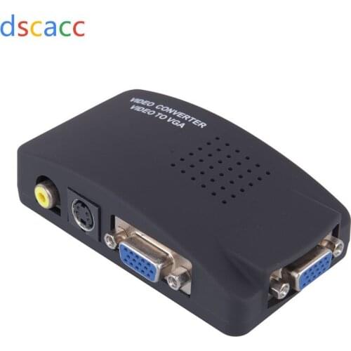 DSCACC RCA CVBS Composite S-Video AV In To VGA Out Converter Adapter High Resolution for Monitor Notebook 50set/lot