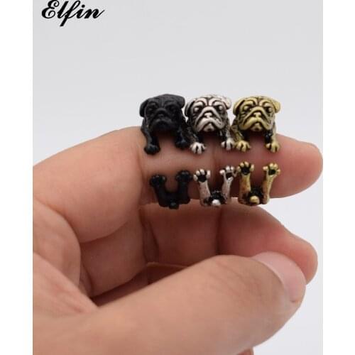 Elfin Wholesale Trendy Vintage Adjustable Pug Ring Men Fashionable Cute Jewellery Rings For Women Anillos Mujer Warcraft