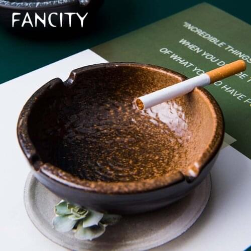 FANCITY Ashtray creative Japanese personality ceramic household living room coffee table dedicated office multifunctional retro