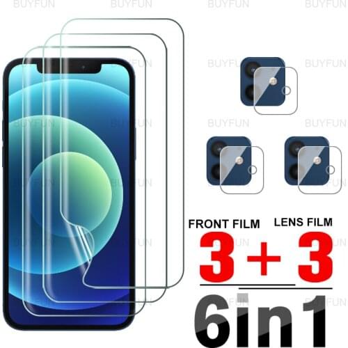 For Apple iPhone 12 Front Hydrogel Soft Film 6in1 for Iphone iphon12 mini 11 pro max X XS XR 8 7 6 Plus camera screen protector