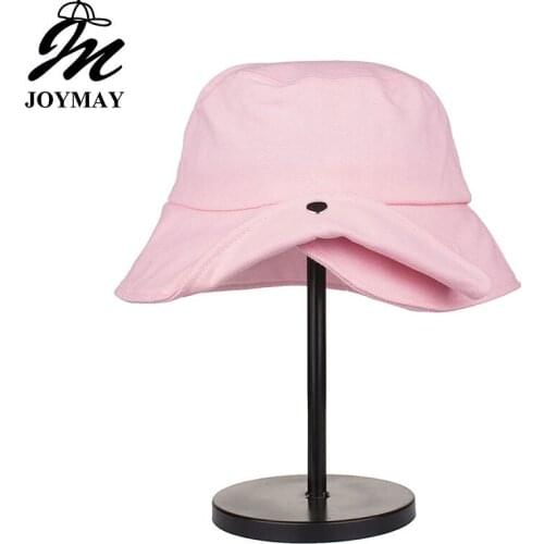 Joymay 2018 High quality Fashion New Arrival Spring Solid color Women Bucket Hats with button Fisherman Hat outdoor Cap YF004