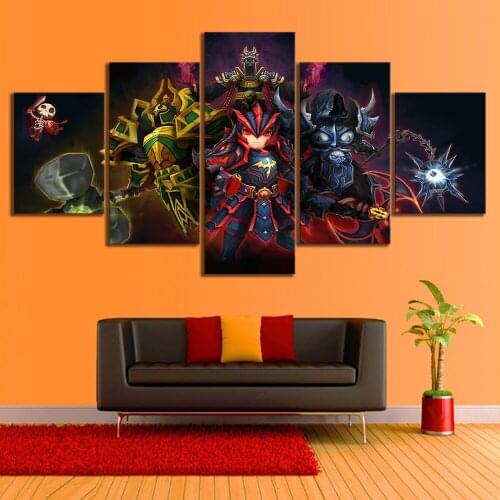 Home Decor Canvas Painting Pictures 5 Panel Summoners War Sky Arena Card Game Wall Art Prints Modular Poster For Living Room