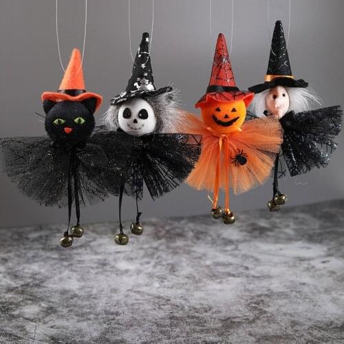 Halloween Doll Bar Decor Pumpkin Ghost Witch Black Cat Pendant Scary Halloween Kids Gifts Happy Halloween Party Decor for Home