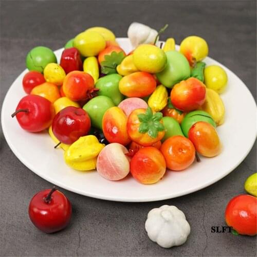 Mini Simulation fruit vegetables fake carambola pomegrante mango lemon banana pumpkin hot pepper eggplant mushroom