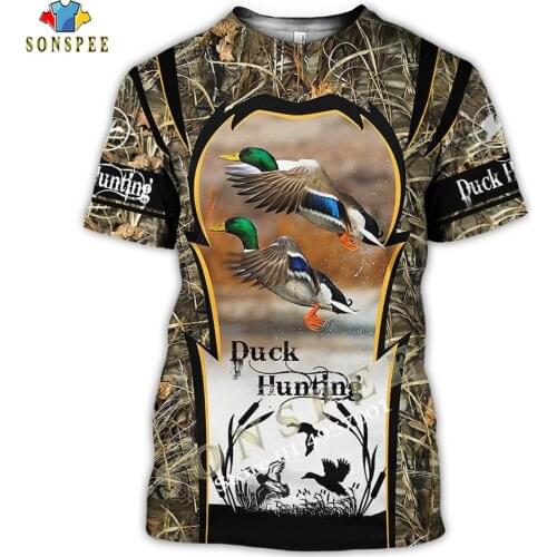 Fashion Casual Mens T Shirts Harajuku Short Sleeve Tee Camouflage Hunting Wild Duck Animal 3D Printed T-Shirt Summer Women Tops