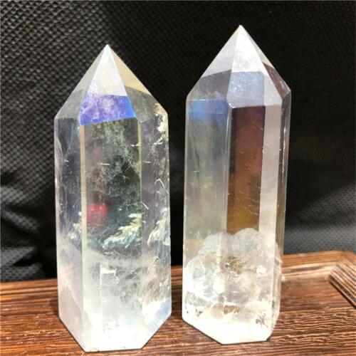 Nataural stone and crystals wand point rainbow aura crystal obelisk healing stone for gift