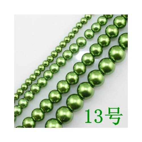 Wholesale 4.6.8.10.12.14mm Navy Green Glass Imitation Pearl Round Beads for Necklace Making Jewelry Findigns GL-12