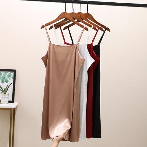 Women Silk Dress 2021 Spring Summer Women Satin Dress party Luxury Shiny Sundress Imitation Silk Dress Sling Woman Dress