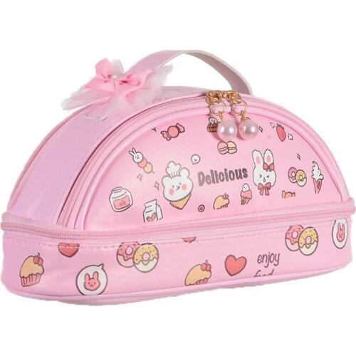 Multi-color Student Pencil Case Large Capacity Cute Portable Stationery Cartoon Girl Multifunctional Stationery Box Pencil Bag