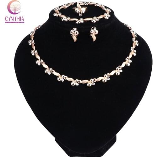 Luxury Bridal Jewelry Sets Leaf-Shape Crystal Rhinestone Party Wedding Jewelry Necklace Bracelet Earrings Ring Sets