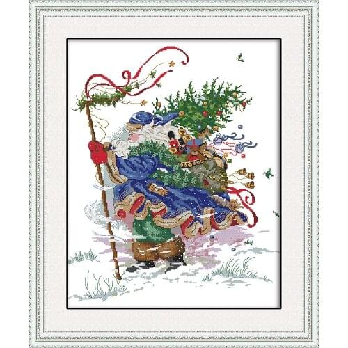 Christmas cross stitch kit aida 14ct 11ct count printed canvas stitches embroidery DIY handmade needlework