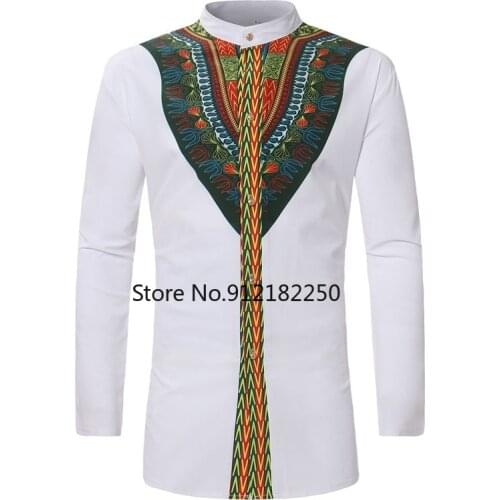 Africa clothing African Dashiki Shirt 2021 Fashion Ethnic Printed Long Line Shirt Men Slim Fit Long Sleeve Shirts Male Camisas