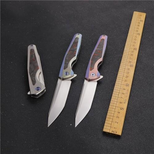 S35vn steel folding knife TC4 titanium alloy sharp high hardness pocket hunting knife EDC tactical fruit knife