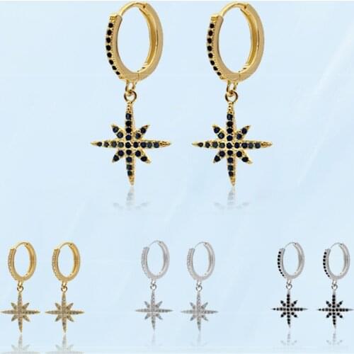 2021 Gothic Retro Star Shape Women‘S Earrings Golden Silver Color Piercing Personalized Hoop Earring Fashion Jewelry Accessories