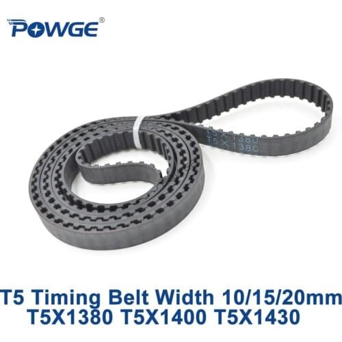 POWGE T5 Synchronous timing belt C=1380/1400/1430 Width 10/15/20mm Teeth 276 280 286 Neoprene Rubber T5X1380 T5X1400 T5X1430