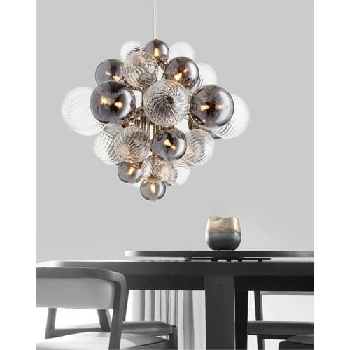 Postmodern living room lamp Nordic creative bedroom restaurant chandelier designer personality glass ball magic bean molecular