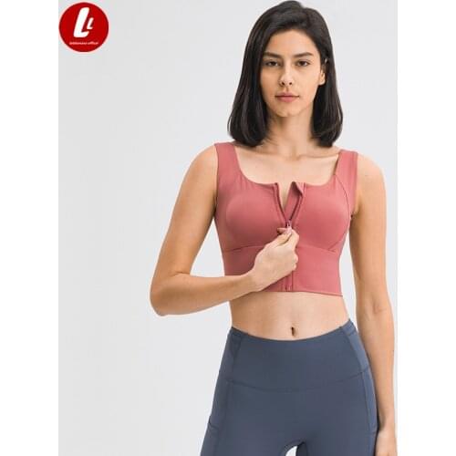 LULUBANANA Cordaw Zipper in Front Closure Sports Bra High Impact Racerback Fitness Workout Active Yoga Tank Top