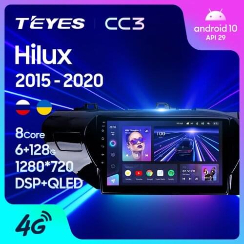 TEYES CC3 For Toyota Hilux Pick Up AN120 2015 - 2020 Right hand driver Car Radio Multimedia Video Player Navigation stereo GPS Android 10 No 2din 2 din dvd