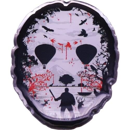 Horrible Mask Enamel Pin Sword Lake Deer Sea Mew Brooch Thriller Badge