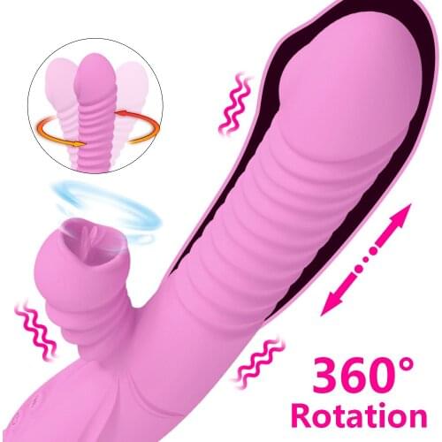 Rabbit Vibrator 12 Modes Vagina G Spot Dildo Vibrator Clitoris Stimulator Telescopic 360 Rotation Erotic Sex Toys for Women