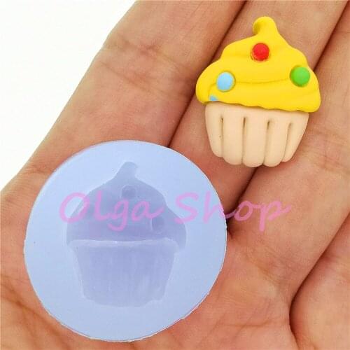 XYL290 23.7mm x 19.7mm Cute Cupcake Silicone Mold Cake Decoration Fondant Resin Clay Earrings Pendant Making Candy Chocolate DIY
