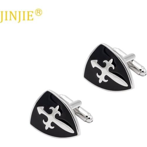 Black Cross Shield Cufflinks Medieval Warrior Style Mens French Shirt Cuff Button Cuffs Cuff Links Designer Brand Mens Gifts