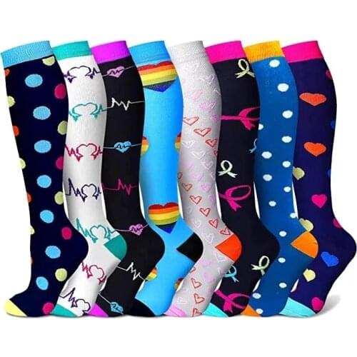 Unisex Compression Stockings(1/2/3/5/6/7 Pairs) Soccer Cycling Socks Fit For Edema Diabetes Varicose Veins Outdoor Running Socks