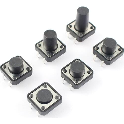 10pcs Switch 12*12 4Pin DIP Self-reset Momentary Tactile Tact Push Button 12x12x4.3/5/5.5/6/7/7.5/8/8.5/9/9.5/10/11/12/13/15mm