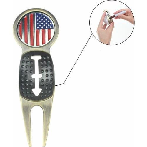 100pcs/pack Golf practice tools bass fork Divot Tool OEM your logo on pitch fix with Ball fork golf divot toll with fork