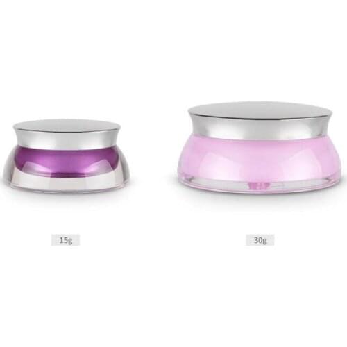15 30g Fashion Purple Pink Acrylic Jar Box Skin Care High Grade Refillable Cream Jar Empty Emulsion Acrylic Travel Bottle 20pcs