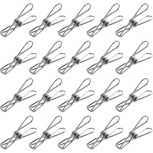 20PC Clothes drying Clips Stainless Steel Securing folder Laundry Clothespins Multipurpose Metal Wire Clips home clothespin